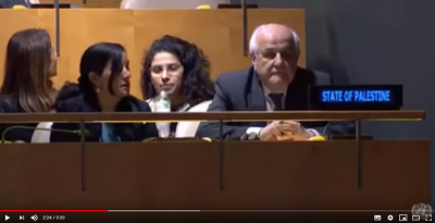 Przedstawiciele Pastwa Palestyna suchaj wystpienia Nikki Haley (zrzut z ekranu)