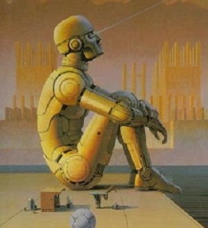 Zapytano ChatGPT; Jaki jest cel ycia?Maszyna odpowiedziaa: y zawsze. <br />(Zdjcie: fragment okadki ksiki Robot Visions Isaaca Asimova.)