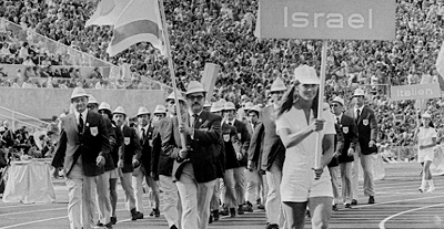 Izraelski zespół w dniu otwarcia olimpiady w Monachium w 1972 roku. (Źródło zdjęcia: zrzut z ekranu wideo)