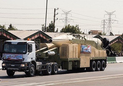 Irański pocisk balistyczny Chorramszahr (zasięg: ok. 2000 km)