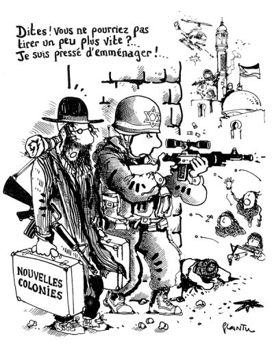 Wspóczesna karykatur antysemicka – z francuskiego dziennika „Le Monde”