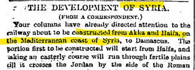 [ROZW&Oacute;J W SYRII(Od korespondenta)<br />Wasze amy ju skieroway uwag na lini kolejow, jaka ma by zbudowana z Akko do Hajfy, na ródziemnomorskim wybrzey Syrii, do Damaszku. Cz, która ma by zbudowana najpierw, zacznie si od Hajfy i przyjmujc nadbrzen tras bdzie biega przez yzne paszczyzny, a przekroczy (rzek) Jordan obok rzymskiego]
