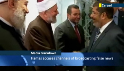 Hamas zamkn biuro Al-Arabiji w Gazie w lipcu 2013 roku pod pretekstem, e stacja nadawaa “niecise wiadomoci” o sytuacji w Gazie. (Zdjcie: JN1 wideo, zrzut z ekranu)