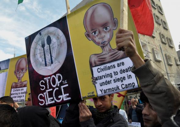 Zdjcie z demonstracji w Gazie w styczniu 2014.