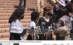 ródo: zrzut z ekranu wideo: UCLA protest: groups address overnight violence at pro-Palestinian encampment (youtube.com)