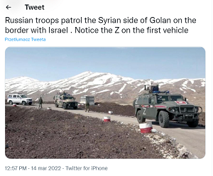 Syryjsko-rosyjskie patrole przy granicy z Izraelem na Wzgórzach Golan.