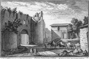 Porta Salaria (Brama Salariaska), autor: Giuseppe Vasi (1710–1782) © Wikimedia Commons.