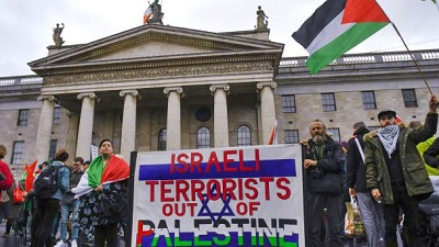 Wiec na rzecz solidarności Irlandii z Palestyną Dublin, O’Connell Street, 2018.