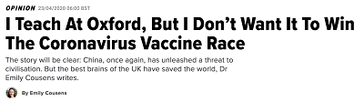 I Teach At Oxford, But I Don’t Want It To Win The Coronavirus Vaccine Race  