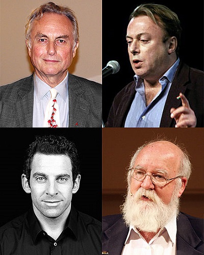 Richard Dawkins, Christopher Hitchens, Sam Harris i Daniel Dennett (Źródło zdjęcia: Wikipedia)