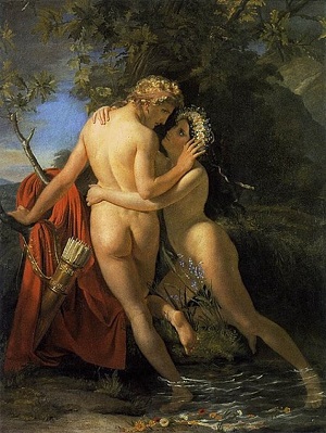 Salmakis nieprzystojnie zalecajca si do Hermafrodyta, autor: François-Joseph Navez (1787–1869) © Muzeum Sztuk Piknych w Gandawie, Wikimedia Commons.