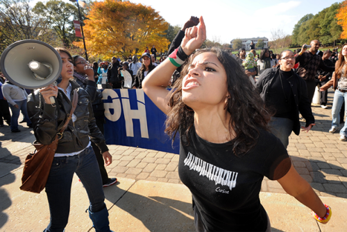  Protest organizacji Students for Justice in Palestine na University of Maryland, College Park w 2009. (Gerald Martineau/The Washington Post/Getty Images)