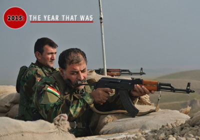 Dwóch czonków Kurdyjskiej Partii Wolnoci (PAK) na linii frontu na pónocny zachód od Kirkuku. (zdjcie: JPOST STAFF, SETH J. FRANTZMAN)