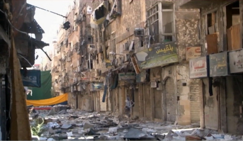 Cz palestyskiego obozu dla uchodców Jarmouk pod Damaszkiem w Syrii, zniszczona w walkach. (ródo: zrzut z ekranu RT)