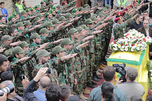 The funeral of Hezbollah commander Jamil al-Tirigor, who died in Syria. 13 April 2017. Image credit: crop media/Shutterstock.