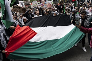 Uczestnicy protestu popierajcego „Palestyczyków” (terrorystów Hamasu) w Melbourne (ródo zdjcia: Wikipedia)
