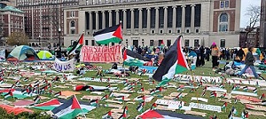 Pro-palestyscy demonstranci protestuj przeciwko Izraelowi na Columbia University (Wikipedia)