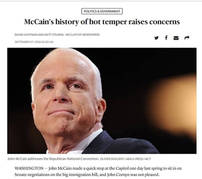 Nic nie jest bardziej banalne ni krytykowanie prezydenckich kandydatów za tendencj do wybuchów gniewu. Porywczo senatora Johna McCaina bya regularnym tematem dyskusji medialnych. Nikt nigdy nie sugerowa, e taka krytyka jest seksistowska.
