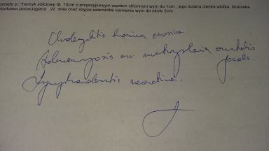 To jest wistek, owszem, bo na brudno, wynik ostateczny jednak jest porzdnie (niercznie) przepisany i zaopatrzony w odpowiednie dane pacjenta i placówki, numery porzdkowe, piecztki, etc. Paradoksalnie dziki temu uporzdkowaniu zapewne atwiejszy do przerobienia/podrobienia.