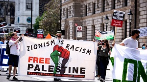 Antyizraelski protest w Londynie w czerwcu 2021r. Credit: Loredana Sangiuliano