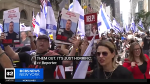 Marsz poparcia dla Izraela w Nowym Jorku. (Zrzut z ekranu wideo CBS.)