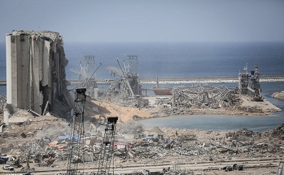 Widok portu w Bejrucie po eksplozji (Zdjęcie: Wikipedia)