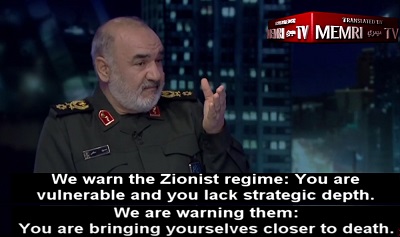 Zastpca komendanta Korpusu Straników Rewolucji Islamskiej (IRGC), Hossein Salami, niedawno ponownie zagrozi Izraelowi wystpujc w iraskiej stacji telewizyjnej Kana 2 TV. (Zdjcie: MEMRI)