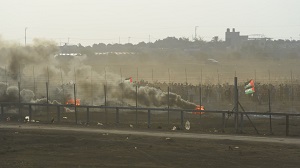 Widok granicy z Gaz od strony izraelskiej, 5 padziernik 2018r. (ródo: Wikipedkia)