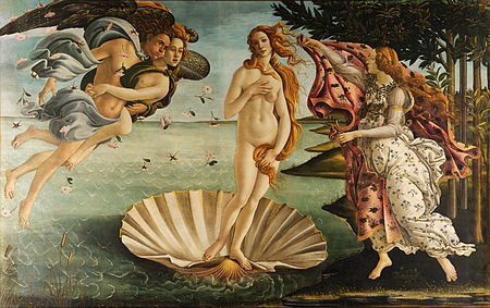 Synny obraz „Narodziny Wenus”, SandroBotticelli by zdaniem krytyków malowany pod wpywem lektury poematu Lukrecjusza.  <br />