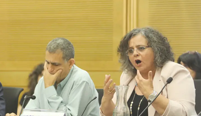 Posłowie do Kneset, Mossi Raz i Aida Touma-Suleiman, w Knesecie na imprezie, którą zorganizowali pod hasłem: “Po 54 latach: Między okupacją a apartheidem”(zdjęcie: MARC ISRAEL SELLEM/THE JERUSALEM POST)
