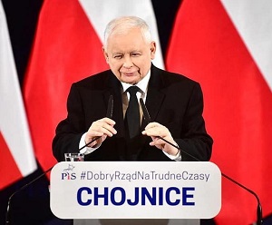 Zrzut z ekranu z nagrania spotkania z Kaczyńskim w Chojnicach.