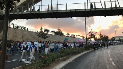 Marsz izraelskich i palestyskich kobiet na rzecz pokoju. 8 padziernika 2017 (Zdjcie Ha’aretz)