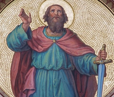 Wiedeń – fresk przedstawiający św. Paweła Apostoła z początku XX, zdjęcie: Renáta Sedmáková