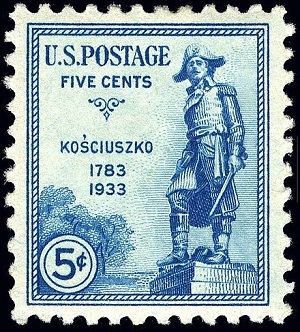 <span>Amerykański znaczek pocztowy z Kościuszką wartości 5 centów</span>