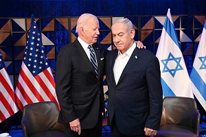 Prezydent USA Joe Biden i premier Izraela Benjamin Netanjahu w Tel Awiwie, 18 października 2023. Zdjęcie: Avi Ohayon/GPO.