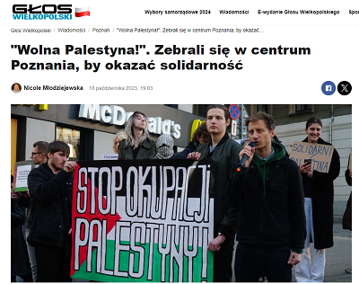 Demonstracja w Poznaniu w dniu 17 padziernika ubiegego roku. Uczestnicy demonstracji trzymali  banery, na których dao si zauway hasa, jak: \