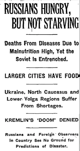 Depesza Waltera Duranty’ego z Moskwy w pitek, 31 marca 1933 r. „New York Times”
