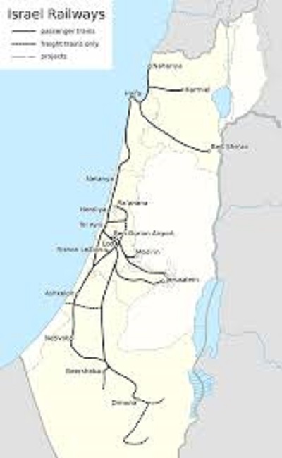 Izraelskie koleje, w odrónieniu od pocze autobusowych, nie maj specjalnie rozbudowanej sieci.  