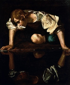 Caravaggio: obraz Narcyza zakochanego w swoim odbiciu. (Źródło zdjęcia: Wikipedia)