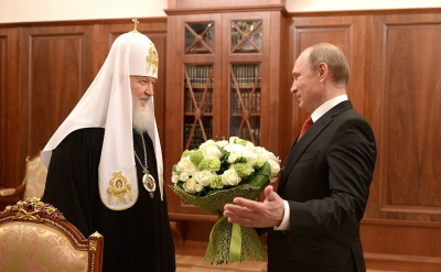 Prezydent Wadimir Putin z patriarch Cyrylem I, 24 maja 2015.