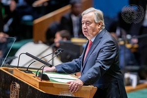 Sekretarz Generalny ONZ António Guterres przemawia podczas debaty ogólnej 79. sesji Zgromadzenia Ogólnego w Nowym Jorku, 24 wrzenia 2024 r. ródo: Laura Jarriel/UN Photo.