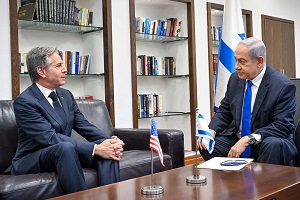 Premier Izraela Benjamin Netanjahu spotyka si na prywatnym spotkaniu z sekretarzem stanu USA Antonym Blinkenem w siedzibie IDF w Tel Awiwie, 9 stycznia 2024 r. Zdjcie: Kobi Gideon/GPO.