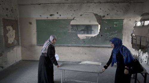 Szkoła palestyńska uszkodzona podczas Obronnego Brzegu (Zdjęcie: AFP)