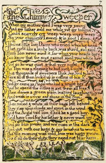 William Blake, sprzedany w dziecistwie “Kominiarczyk” z “Pieni niewinnoci”, 1795; http://tinyurl.com/goqkywg