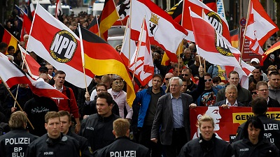Demonstracja niemieckiej, skrajnie prawicowej partii NPD (Zdjcie: Reuters)