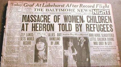 Doniesienie prasowe o masakrze w Hebronie, 1929 r.
