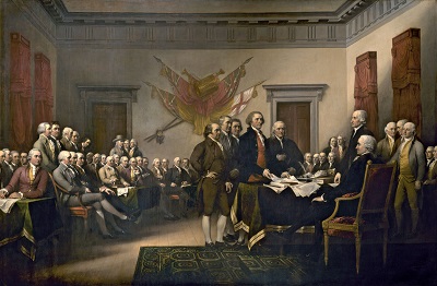 Declaration of Independence, obraz Johna Trumbulla z 1818 roku. (Źródło: Encyclopaedia Britannica)