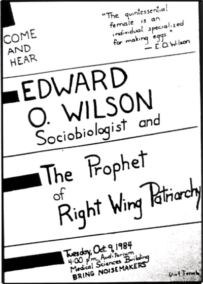 <span>Plakat oznajmiajcy o wykadzie E.O. Wilsona zaleca, by publiczno „przyniosa  haaliwe instrumenty”.</span>
