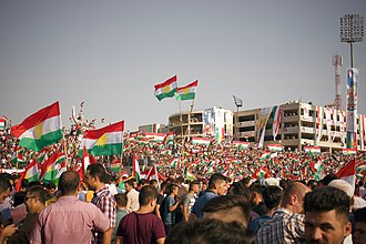 Wiec w Ebril na rzecz niepodległości irackiego Kurdystanu, wrzesień 2017r. (Źródło: Wikipedia)