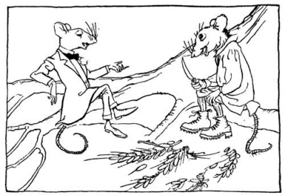 Mysz domowa i mysz wiejska. Arthur Rackham. Via Wikipedia http://commons.wikimedia.org/wiki/File:Rackham_town_mouse_and_country_mouse.jpg